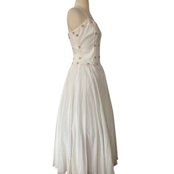 1950’s MCM Handmade One of a Kind Something Blue Cottage Wedding Dress - Picture 2 of 4